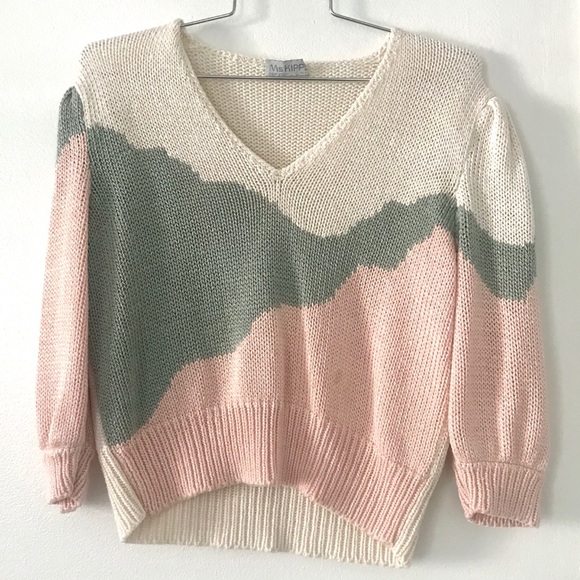 Vintage Sweaters - Vintage 1980’s pastel blush rose swirl sweater